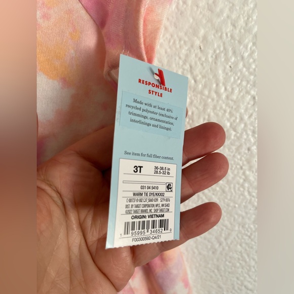 Cat & Jack Toddler Girl Tie Dye T Shirt Skater Midi Dress Size 3T - Picture 8 of 9